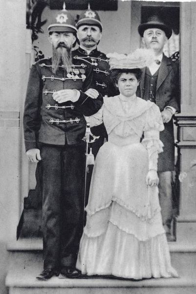 Wedding portrait of a member of the K.N.I.L. and his Indian bride, black and white photograph, c. 1905, unknown photographer; source: Tropenmuseum of the Royal Tropical Institute (KIT) Amsterdam, wikimedia commons, http://commons.wikimedia.org/wiki/File:COLLECTIE_TROPENMUSEUM_Huwelijksportret_van_een_militair_van_het_KNIL_met_zijn_Indische_bruid_TMnr_60001238.jpg  Creative Commons Attribution-Share Alike 3.0 Unported license.