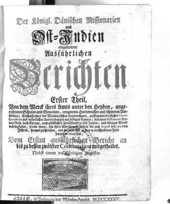 Hallesche Berichte, Titelblatt IMG