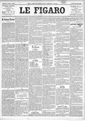 Emile Zola, „M. Scheurer-Kestner“, in: Figaro, 25. November 1897; Digitalisat: Gallica / Bibliothèque nationale de France, http://gallica.bnf.fr/ark:/12148/bpt6k2842082.item. 