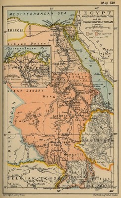 Egypt Under British Protection and the Anglo-Egyptian Sudan, undatierte Karte, unbekannter Künstler; Bildquelle: Courtesy of the University of Texas Libraries, The University of Texas at Austin, http://www.lib.utexas.edu/maps/historical/ward_1912/egypt_under_british.jpg.