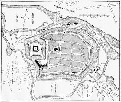 Plan der Stadt Celle nach einem Stich von 1750