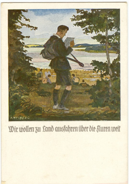 Bildpostkarte "Wir wollen zu Land ausfahren" um 1913 IMG