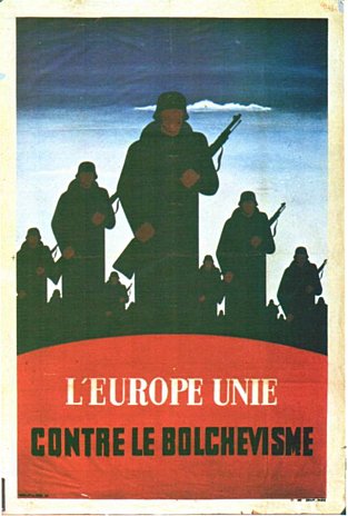 Deutsches Propagandaposter aus dem besetzten Teil Frankreichs, Farbdruck, 118 cm x 78 cm, 1944, unbekannter Ersteller; Bildquelle: Bibliothèque de Documentation Internationale Contemporaine (BDIC) et Musée d´ Histoire Contemporaine, Naterre.  Digitale Bildquelle: http://solidarite-internationale-pcf.over-blog.net/article-30110623.html