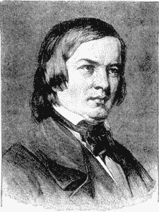 Robert Schumann (1810–1856), Bildquelle: W. S. B. Mathews "A Popular History of the Art of Music: From the Earliest Times Until the Present", S. 477, The "Music" Magazine Publishing Co., 1402-5, the Auditorium, 1891. Digitalisiert von Projekt Gutenberg, http://www.gutenberg.org/files/20293/20293-h/20293-h.htm, Release Date: January 5, 2007 [eBook #20293]