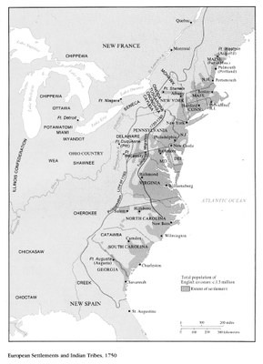 European Settlement and Indian Tribes 1750 IMG