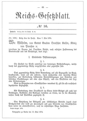 Gesetz über die Presse 1874 IMG